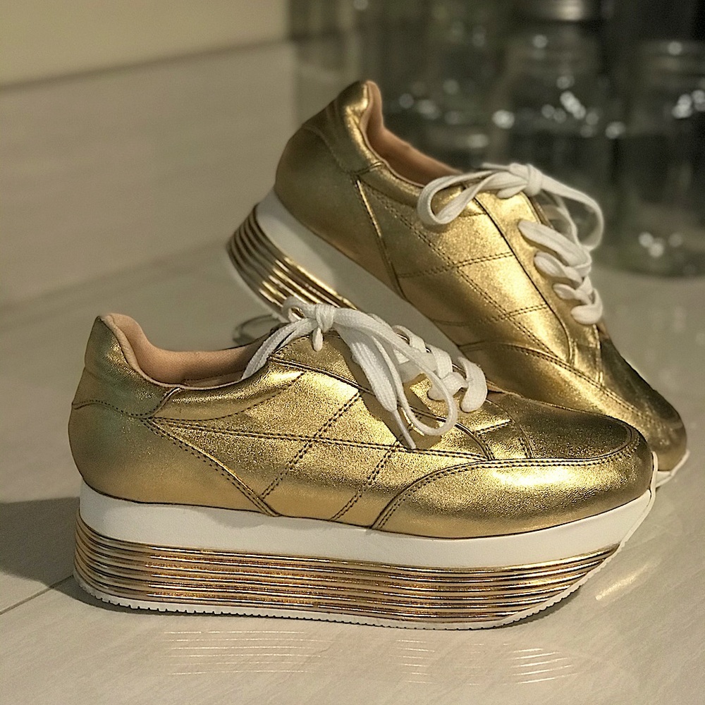 Gold Platform Sneakers